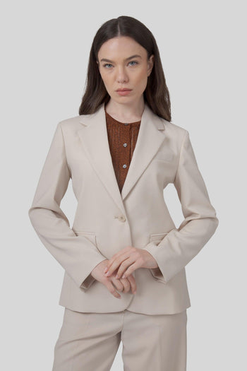 Max Mara Blazer In Lana Stretch Lamine Avorio Donna - 7