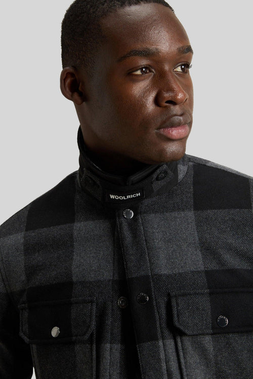 Wool Check Alaskan Shirt Jacket Antracite Uomo