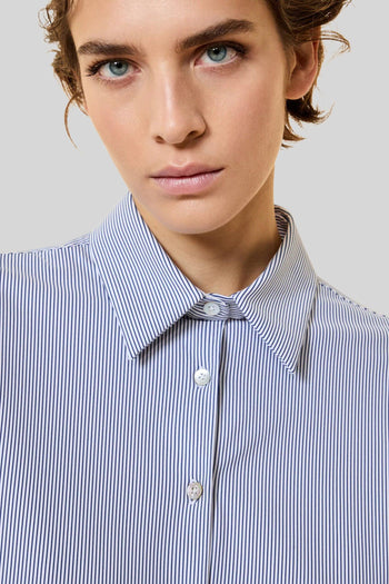 Oxford Jacquard Stripe Boyfriend Wom Shirt Bianco/blu Donna - 2