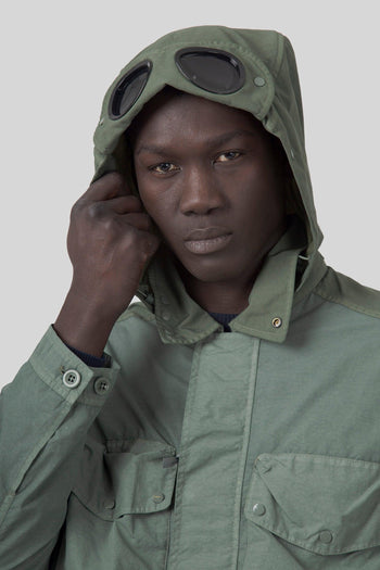 Overshirt Flatt Nylon Mixed Goggle Verde Uomo - 4