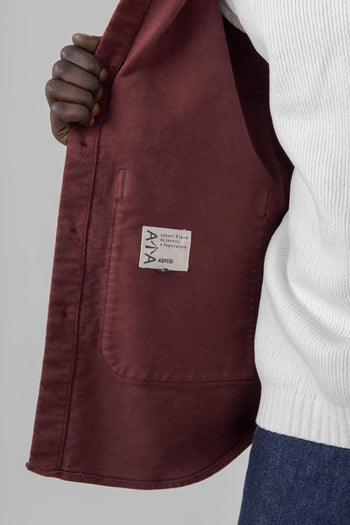 Camicia Utility In Twill Bordeaux Uomo - 7