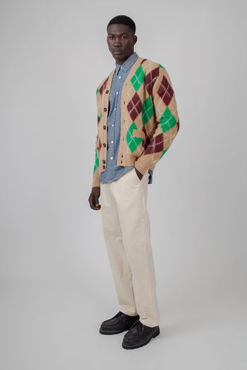 Cardigan In Lana Shetland Cammello Uomo - 2