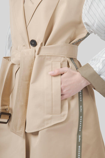 Max Mara Trench Reversibile In Gabardina Antigoccia Canasta Beige Donna - 8