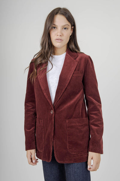 Blazer In Velluto A Coste Bordeaux Donna