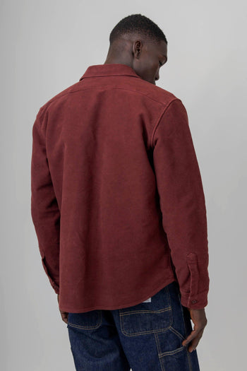 Camicia Utility In Twill Bordeaux Uomo - 5