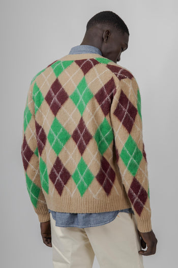 Cardigan In Lana Shetland Cammello Uomo - 5