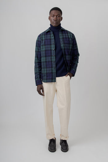 Camicia Utility In Twill Check Blu/verde Uomo - 7