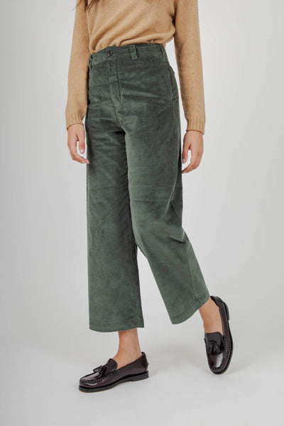 Pantalone Due Velluto Verde Donna
