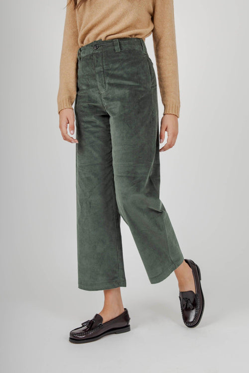 Pantalone Due Velluto Verde Donna