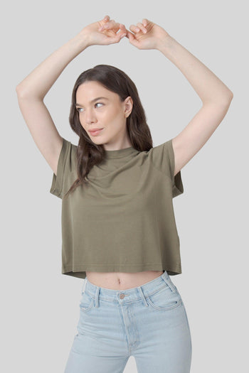 T-shirt Lyocell Tricia Verde Oliva Donna - 3