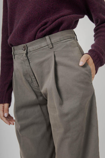 Pantalone In Gabardina Di Cotone Grigio Donna - 2