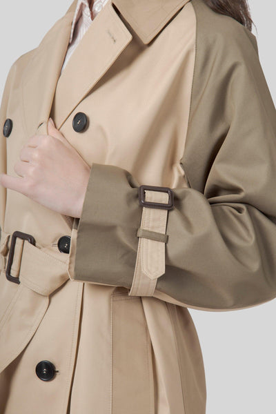 Max Mara Trench Reversibile In Gabardina Antigoccia Canasta Beige Donna