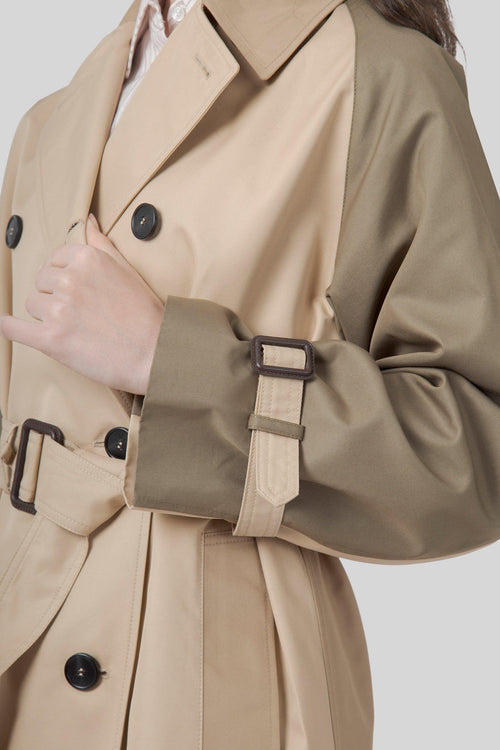 Max Mara Trench Reversibile In Gabardina Antigoccia Canasta Beige Donna