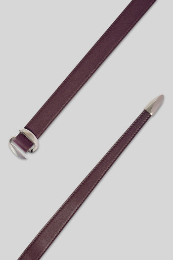 Cintura Punta Lunga In Pelle Nappa Bordeaux Donna - 3