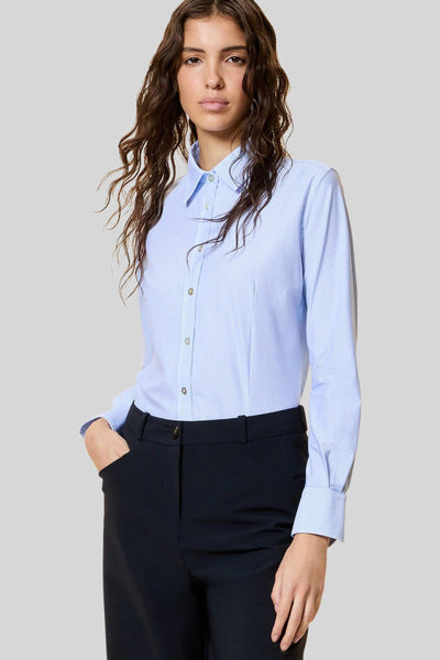 Camicia Oxford Jacquard Stripe Wom Bianco/azzurro Donna