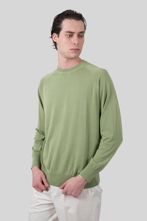 Maglia Girocollo In Cotone Pistacchio Donna