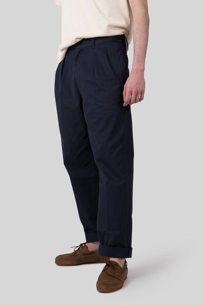 Pantalone New York Con Pences Blu Uomo