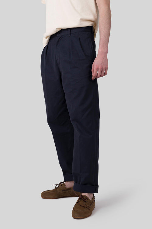Pantalone New York Con Pences Blu Uomo