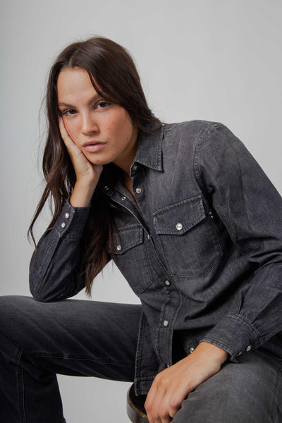 Camicia Denim Texana Mulberry Nero Donna