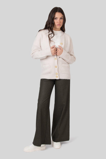 Cardigan In Lana Shetland Panna Donna - 4