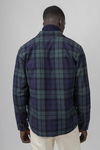 Camicia Utility In Twill Check Blu/verde Uomo - 4