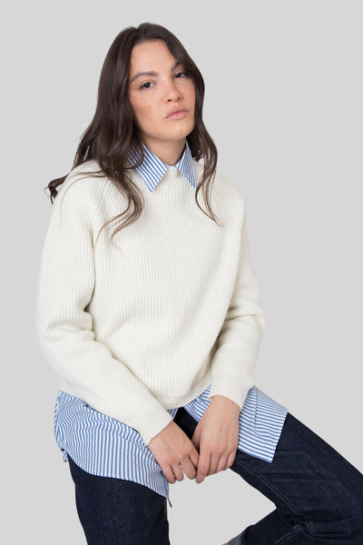 Maglia Girocollo Inglese Panna Donna