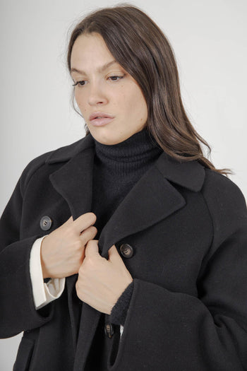 Max Mara Cappotto In Doppio Drap Di Lana Zolfo Nero Donna - 6