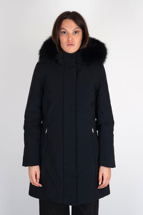 Piumino Winter Long Fur Wom Nero Donna