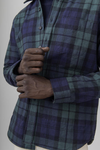 Camicia Utility In Twill Check Blu/verde Uomo - 6