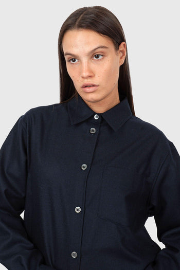 Giacca Cropped In Lana Cotta Imbottita Blu Navy Donna - 5