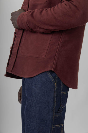 Camicia Utility In Twill Bordeaux Uomo - 2