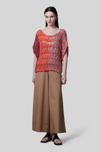 Pantalone Ampio Cropped Marrone Donna - 2