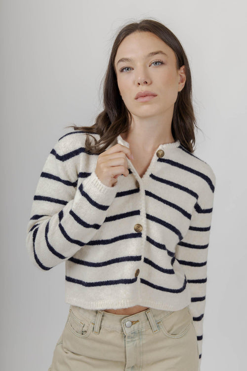 Cardigan Lea Bianco/blu Donna