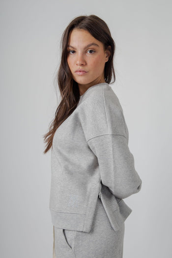 Max Mara Felpa Boxy Gerba In Cotone Grigio Chiaro Donna - 3