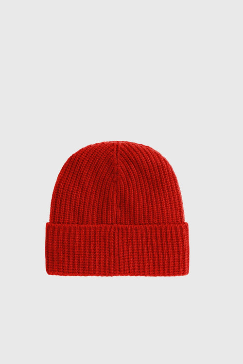 Knitted Ribbed Beanie Rosso Unisex - 2