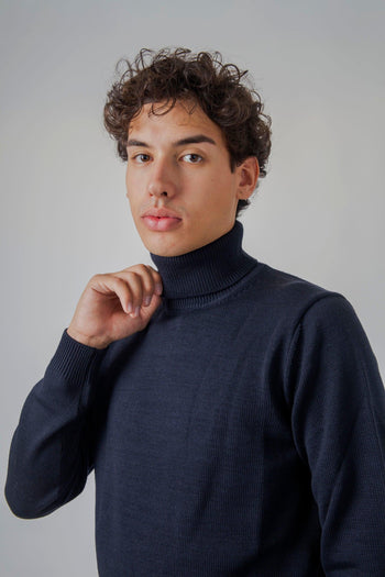 Maglia Dolcevita Blu Uomo - 3