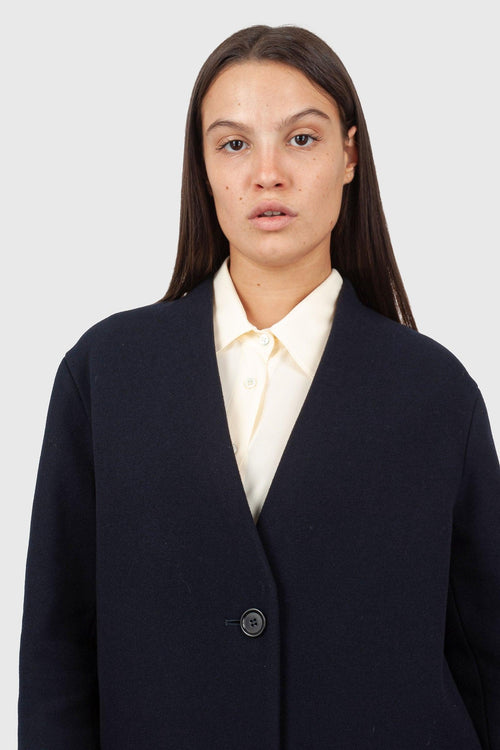 Cappotto Lungo Lana Cashmere Blu Navy Donna - 2