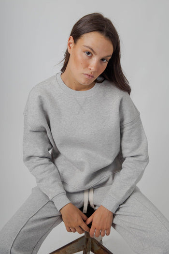 Max Mara Felpa Boxy Gerba In Cotone Grigio Chiaro Donna - 4