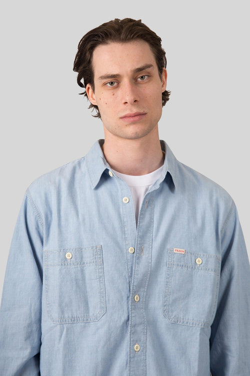 Chambray Cpo Shirt Blu Chiaro Uomo