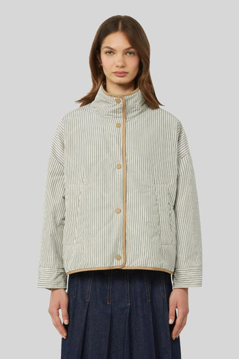 Max Mara Giacca Imbottita Reversibile In Tela Antigoccia Smalto Nocciola Donna - 5