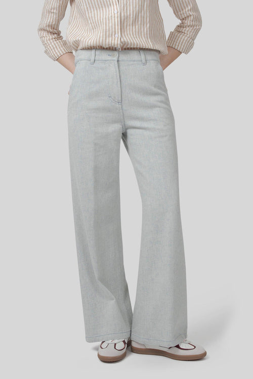 Jeans Palazzo Grigio Chiaro Donna