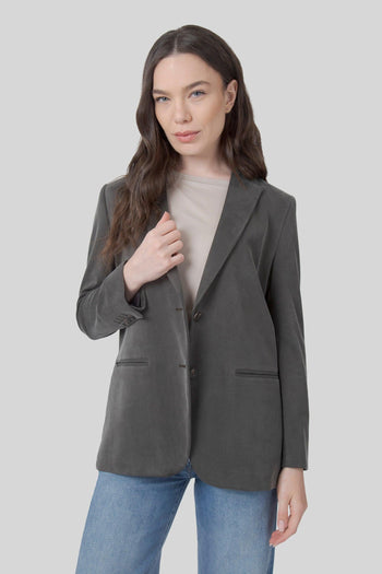 Blazer Cupro Boyfriend Wom Verde Scuro Donna - 3