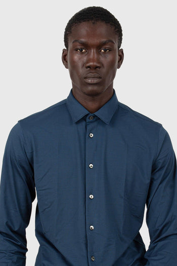 Oxford Jacquard Open Shirt Avio Uomo - 7