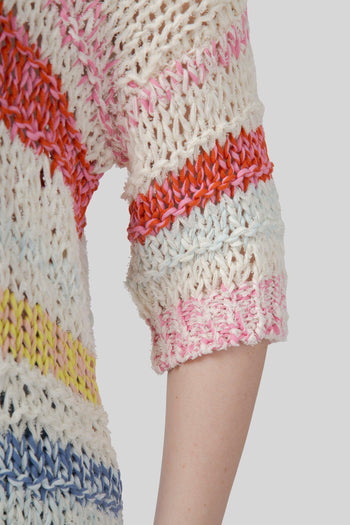 Maglia Mix Di Punti Rigata Multicolore Uomo - 2