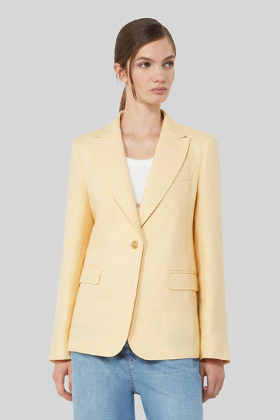Max Mara Blazer In Canvas Di Lino Nalut Giallo Donna