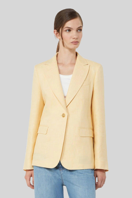 Max Mara Blazer In Canvas Di Lino Nalut Giallo Donna