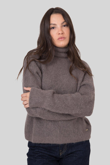Maglia Soft Alpaca Turtleneck Taupe Donna - 3