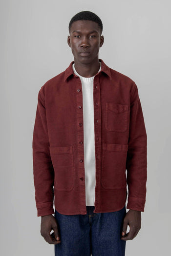 Camicia Utility In Twill Bordeaux Uomo - 4