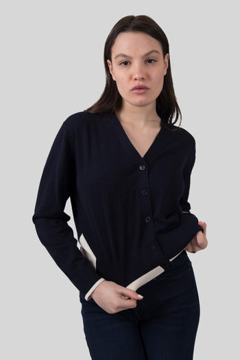 Cardigan Amanda Beige/blu Donna - 5