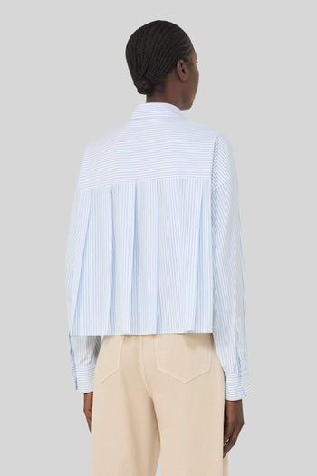 Max Mara Camicia Eden In Popeline Bianco/azzurro Donna - 4